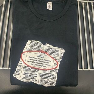 NWOT Black Graphic Personal Ad T-shirt American Apparel, Single Woman - Large